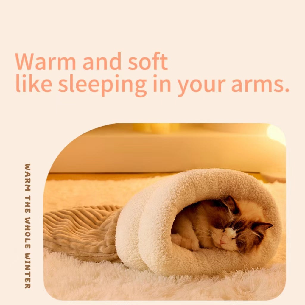 Soft Comfortable Cat Nest Cave Sleeping Bag Washable Cat Nest Self-Warming and Cozy Winter Cat Beds