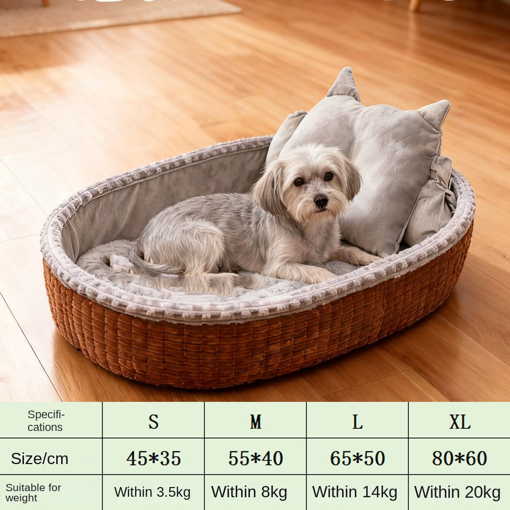 Dog House Winter Warm Dog Bed Half-Enclosed Pet Dog House Cat Bed Pet Mat Pet Cage Pet Enclosure