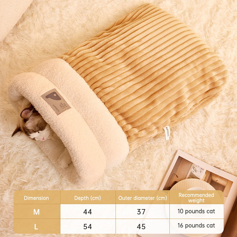Soft Comfortable Cat Nest Cave Sleeping Bag Washable Cat Nest Self-Warming and Cozy Winter Cat Beds