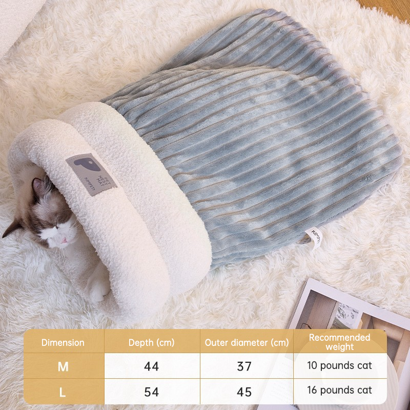 Soft Comfortable Cat Nest Cave Sleeping Bag Washable Cat Nest Self-Warming and Cozy Winter Cat Beds