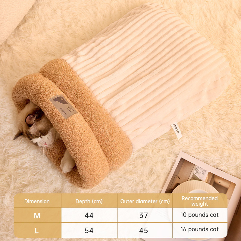 Soft Comfortable Cat Nest Cave Sleeping Bag Washable Cat Nest Self-Warming and Cozy Winter Cat Beds